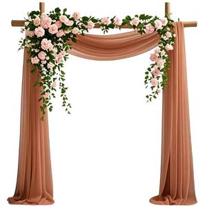 lot 4846 image: Russet Chiffon Fabric 6.7 Yards - Wedding Arch Draping Fabric 29 x 20ft Russet Sheer Curtains Wedding Decorations for Ceremony Backdrop