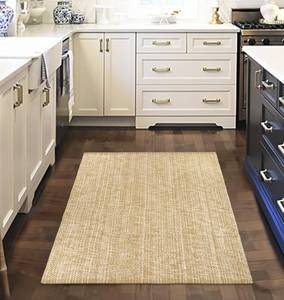 lot 4847 image: LEEVAN Farmhouse Modern 3x5 Ft Kitchen Rug, TanCream Cotton Woven Washable Entryway Rug, Boho Laundry Room Floor Carpet Rectangular Doormat