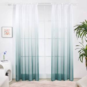 lot 4855 image: Deconovo Sheer Curtains Voile Curtains Rod Pocket Voile Sheer Drapes for Living Room with Ombre, Greyish Blue 52x96 Inch