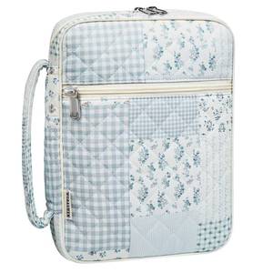 lot 4856 image: WOBAGMEN Bible Cover Case for Women,Large Bible Tote Bags Organizer Quilted Carrying Case for Girls,Bible Study Supplies Accessories Christian Gifts for Women (greenblue pin, L)