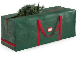 lot 4862 image: Zober Christmas Tree Storage Bag - Fits 7.5 Ft Artificial Trees - Plastic, Waterproof Christmas Tree Bag For Storage Box For Xmas - Strong, Durable Handles - Label Card Slot - Green