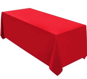 lot 4866 image: Surmente Red Christmas Tablecloth 90 x 132-inch Rectangular Polyester Table Cloth for Weddings, Banquets, or Restaurants
