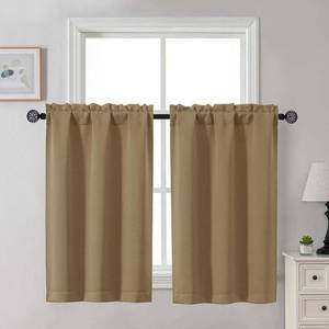 lot 4869 image: Gwine Taupe Blackout Curtains for Bedroom 45 Inch Length, Room Darkening Window Treatments Short Curtains for Living Room, Thermal Insulated Tiers with Rod Pocket, 2 PCS, Each 30 Wx45 L