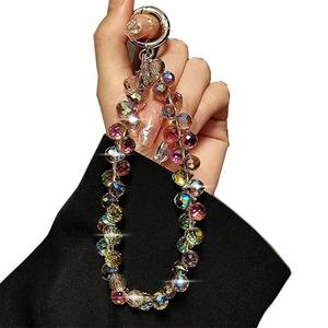 lot 4887 image: Sparkling Crystal Beaded Phone Wrist Strap - Cell Phone Lanyard Keychain Wristlet Phone Chain - Short Lanyards for Women - Droplet Crystals