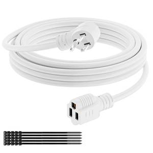 lot 4892 image: Extension Cord 4 FT, 3 Prong Extension Power Cord, 90 Degree Right Angle Plug Design, 163 Gauge Flexible Cold, 13A 1625W 16AWG, Save Space 3 Prong Electric Cord, ETL, White Cable with 25 Cable Ties