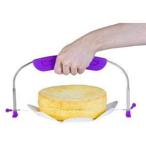 lot 4894 image: YAMHOHO Adjustable Cake LevCake Cutter Slicer Leveler, 9 Different Height Premium Food Grade Stainless Steel Double Wires Cake CutterSlicerAdjustable Cake Leveler for Leveling and Molding (Purple)