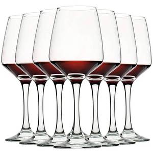 lot 4895 image: C CREST Wine Glasses Set of 8, 12oz, Lead-free, Clear, Durable Glassware
