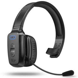 lot 4906 image: LEAYU Bluetooth Headset, 60hrs Noise Canceling V5.2 Over Head Headphones, Single Ear Trucker Wireless Headset with Mic, Mute Button, Multipoint, for Phones PC Computer Truck Driver Office Work - Black