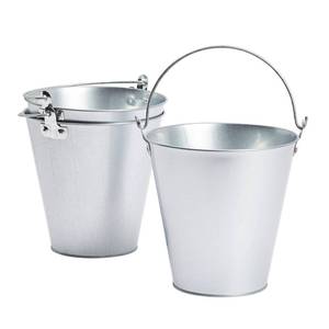 lot 4910 image: Juvale Metal Bucket 3-Pack - 7 in Top Dia x 4.5 in Bottom x 7.2 in H, 100 oz, Silver - Ice Bucket & Beer Chiller Tin Pails, Galvanized Party Pails for Centerpieces
