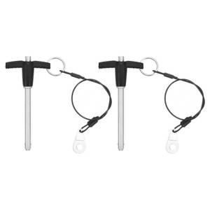 lot 4918 image: uxcell 2 Pcs T Handle Quick Release Pin, 14 x 2(Dia. x L) 304 Stainless Steel Push-Button Quick Release Pin with Lanyard Cable for Audio Bimini Top Marine Hardware, Silver