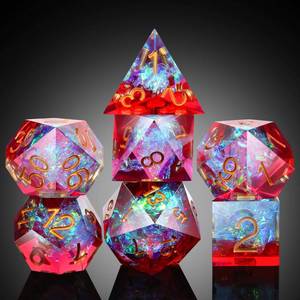 lot 4924 image: Shiny D&D Dice,DNDND Handmade Double Layers Sharp Edge Die with Gift Case for D&D Dungeons and Dragon Games (Red and Blue)