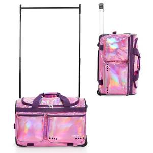 Fanwoli 23\" Dance Bag with Garment Rack | Prism-Glowing Collection | Waterproof Iridescent Fabric | Ideal Competition Duffle Bag for Dancer Cheerleader Little Princess | Laser Purple - Retail: $155