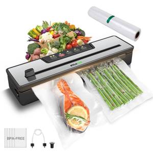 80Kpa Powerful Food Vacuum Sealer, Automatic 8-in-1 with Dry & Moist Modes, Leak-Proof Seal Technology, Includes Bags & Cutter - Silver - Retail: $36