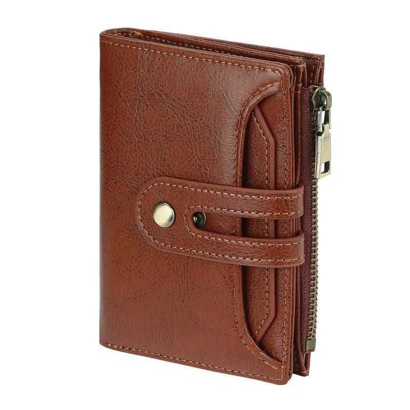 lot 29620 image: GOIACII Small Womens Wallet Leather Ladies Billfold Card Holder RFID Blocking with Zipper Coin Pocket