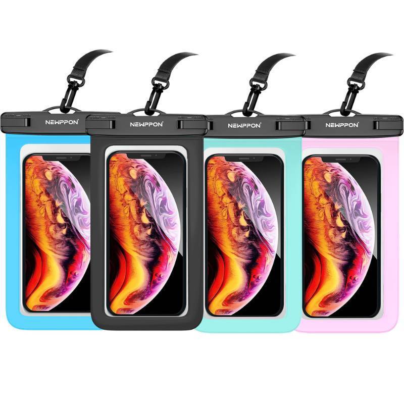 lot 29651 image: Newppon 4 Pack 8.5 Waterproof Cell Phone Pouch - Underwater Dry Bag Case Lanyard -Water Proof Clear Holder Protector for iPhone 17 16 Pro Max Plus Air Samsung Galaxy S25 Ultra Note for Beach Swimming