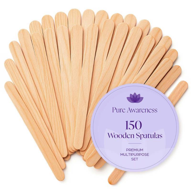 lot 29685 image: 150 Wooden Wax Stick Applicator Sticks for Hair Removal Disposable Popsicle & Craft Sticks Professional Salon & Home Supplies For Hot Wax, Hard Wax, Stripless & Brazilian Treatments