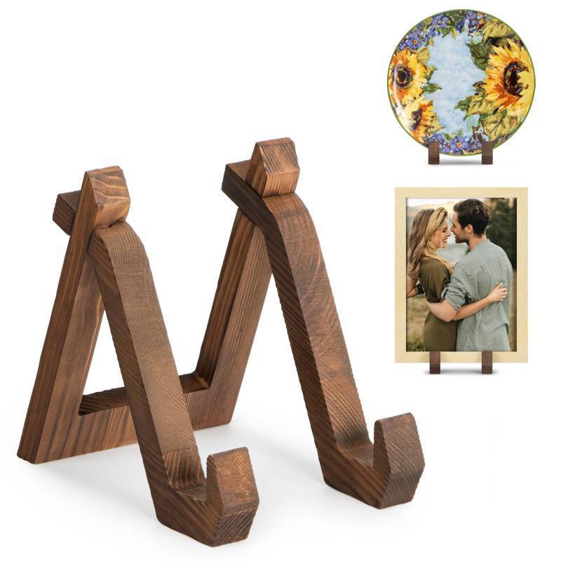 lot 39720 image: ANBOXIT Plate Display Stand, 6 Inch Plate Holder for Displaying, Decorative Picture Frame Dish Photo Plaque Platter Wood Stand