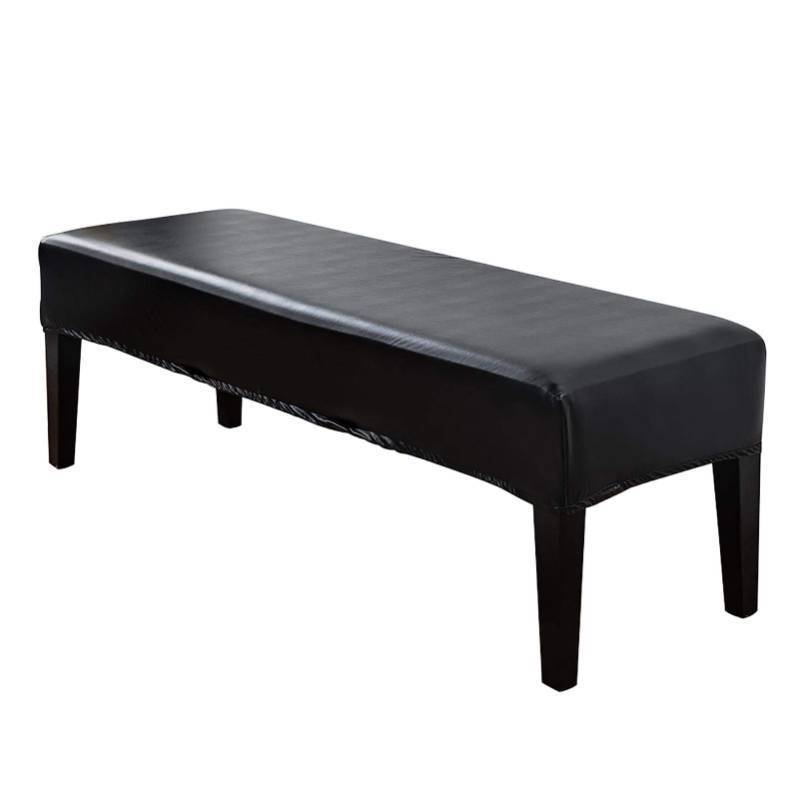 lot 29250 image: Tookie PU Leather Soft Stretch Dining Bench Cover, Waterproof Elastic Removable Seat Cushion Slipcover for Kitchen Dining Bench Seat Protector (Black) - Retail $16