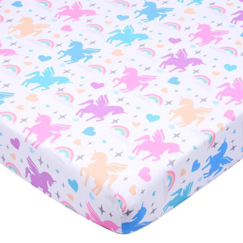 lot 29715 image: Unicorn Fitted Crib Sheet - 100% Soft Microfiber, 52 x 28 Crib Mattress Sheet, Breathable & Hypoallergenic Baby Bedding with Rainbow Unicorn Design