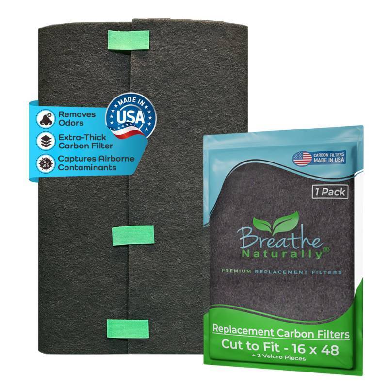 lot 29726 image: Breathe Naturally Universal Cut To Fit Carbon Activated Air Filter - Replacement Charcoal Filters - Pre Filter Carbon Sheet for Air Purifier, Vent Filters & More - Made in USA (Pack of 1, 16x48)