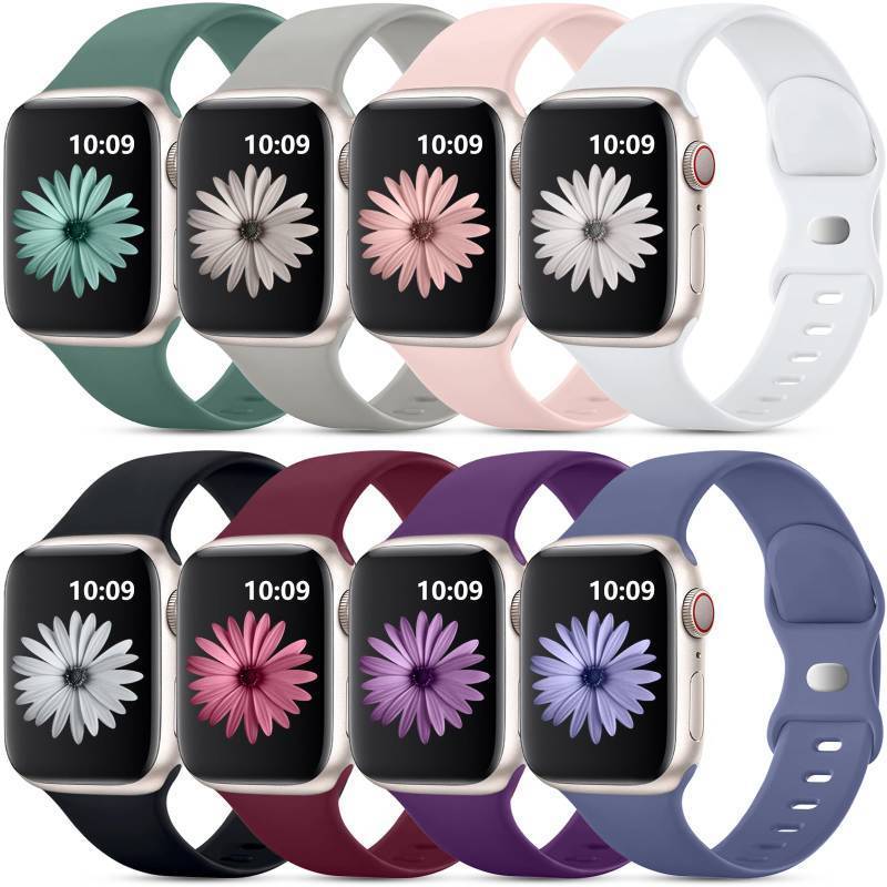 lot 29736 image: DaQin 8 Pack Sport Bands Compatible with Apple Watch Band 40mm 41mm 42mm 44mm 45mm 46mm 49mm 38mm for Women Men, Soft Silicone Waterproof Strap for iWatch Series 11 10 9 8 7 6 5 4 3 2 1 SE Ultra
