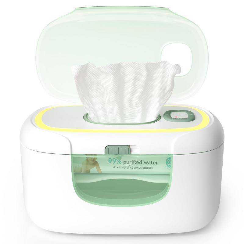 lot 48102 image: Momcozy New Baby Wipe Warmer, 100pcs Larger Capacity Wipe Dispenser, 10-Min Fast Heating with 4 Temperature Modes, Innovative Spring Design, Silicone & Top Seals,Quick Even Heating, 3-Level Nightlight - Retail $50