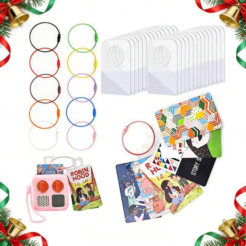 lot 51527 image: xcivi Card Holder for Yoto Audio Player, Designed for Yoto Cards Rings and Tabs 260PCS Self Adhesive Tabs with 10 Loops, Kids Travel Carrier of Yoto Card Accessories