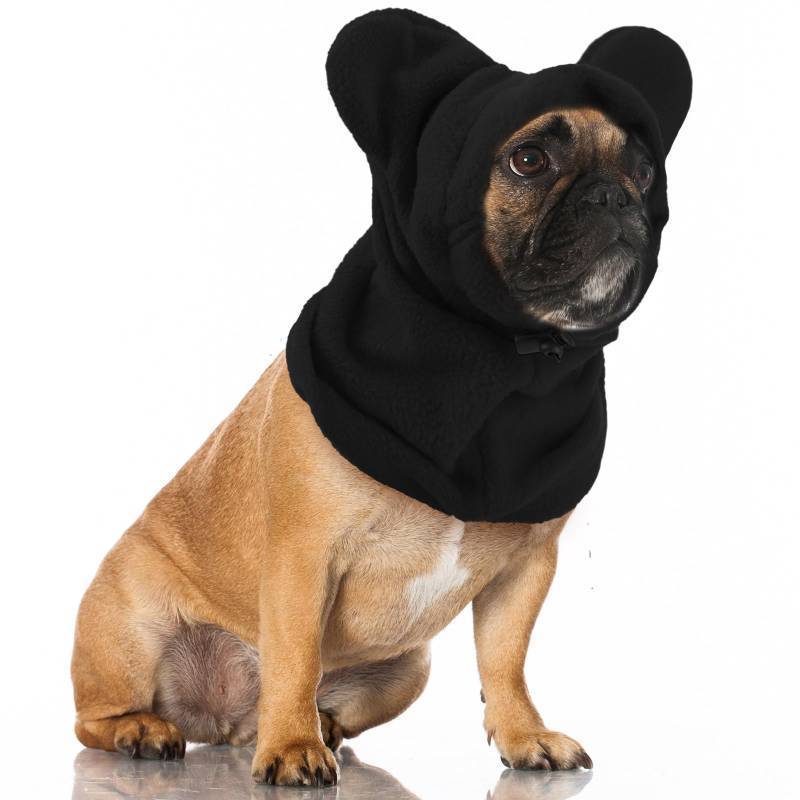 lot 51568 image: Clysee Winter Dog Hats Quiet Ears for Dogs Ear Muffs Pet Neck Warmer Scarf Hoodie Noise Protection Cover Beanie Head Wrap Costume for Pet Dog Cats(Black,L)