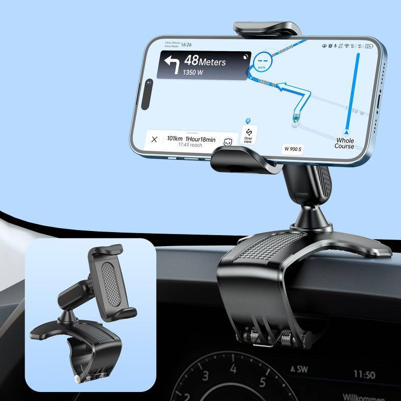 lot 51574 image: NADRQQE Multifunctional Car Dashboard Mobile Phone Holder, 360 Degree Rotation Universal Dash Clip Cellphone Mount for 4-7 inch Smartphones (Black)