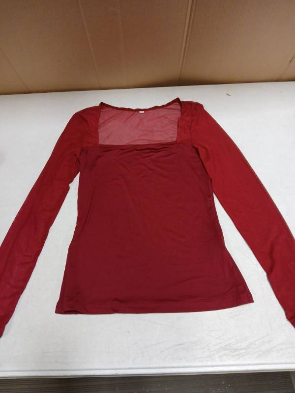 lot 24318 image: Womens Square Neck Long Shear Sleeves Shirt  Red Small