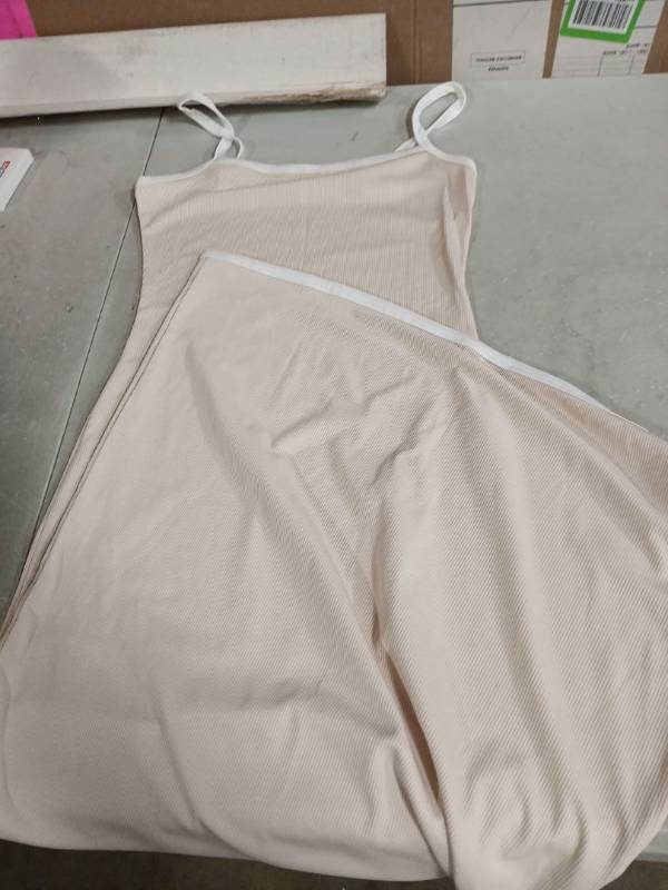 lot 49767 image: Ribbed Cream Slip Dress Size Small