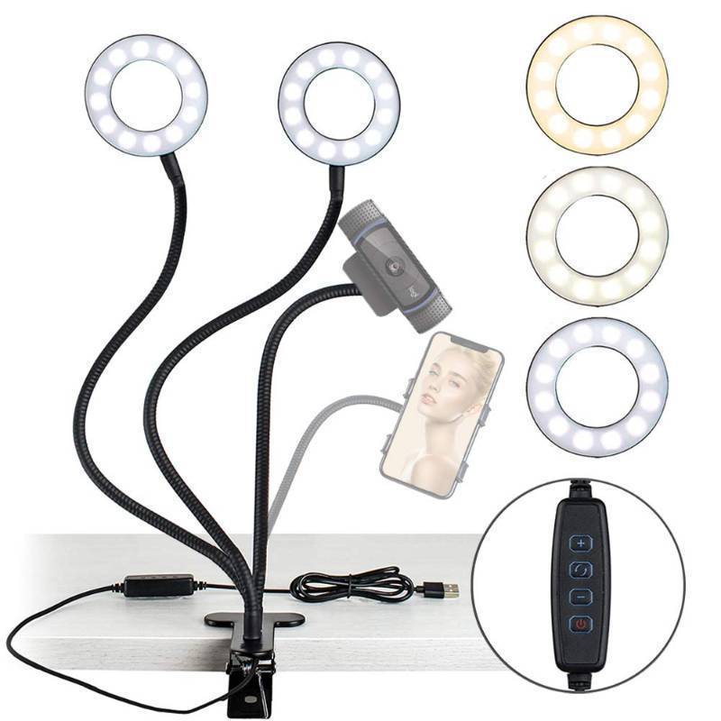 lot 24649 image: NexiGo 3.5 Inch Dual Selfie Ring Light with Moible Phone & Webcam Holder, 3-Light Modes, 10 Brightness Levels, LED Ringlight with Tripod Stand, for Live Streaming Makeup Video Conference