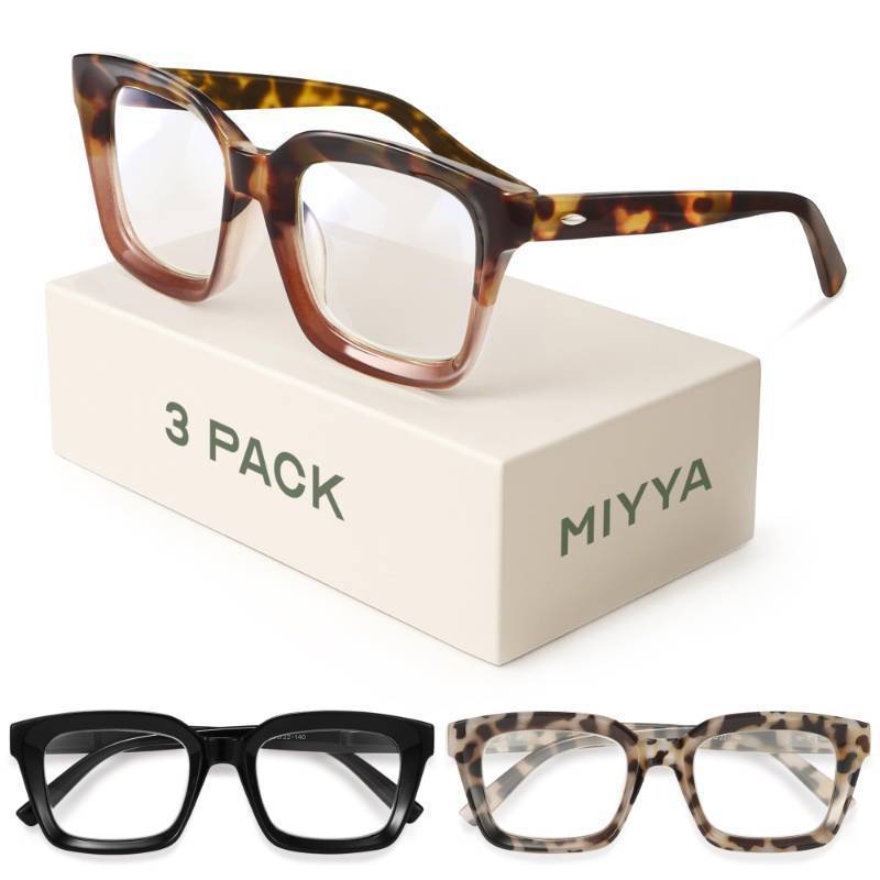 lot 27197 image: Miyya Stylish Reading Glasses for Women, Cheaters Eyeglasses, Oversized Blue Light Readers, Fashion Eye Glasses 1.75 3 Pairs