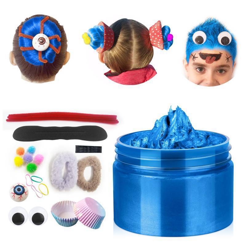 lot 47102 image: Blue Temporary Hair Color Wax Kit for teenagers,Crazy Hair Day Accessories,Gifts for Girls,Boys,Instant Hair Dye Color Wax for Party, Cosplay, Halloween, Christmas,Washable Crazy Hair Style