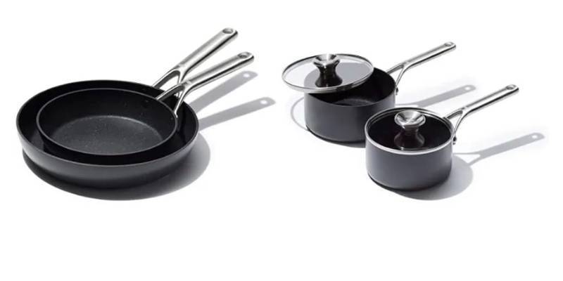 lot 47137 image: Professional Non-stick Cookware Set Missing Lids 8 & 10 Skillets, 2 Small Sauce Pans Retail $229