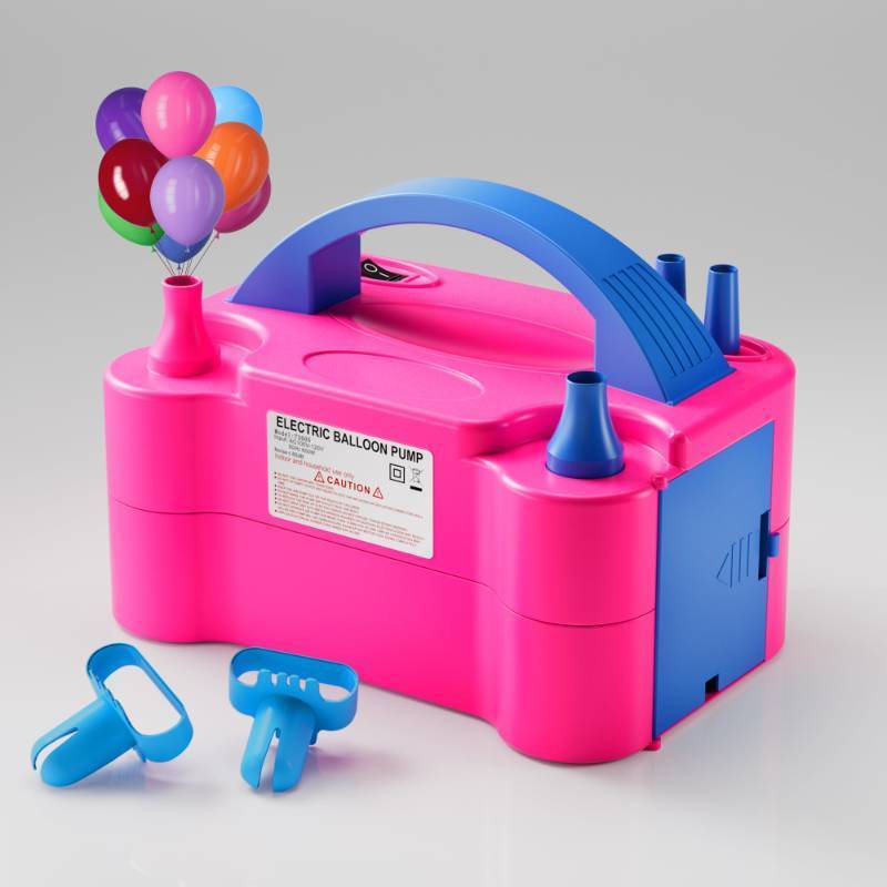 lot 53607 image: DECOCKRAT Balloon Pump - Electric Dual Nozzle Air Pump for Balloon, Portable Balloon Blower Save Time and Effort, Inflator for Parties & Decorations - 110V-120V, 600W, BluePink