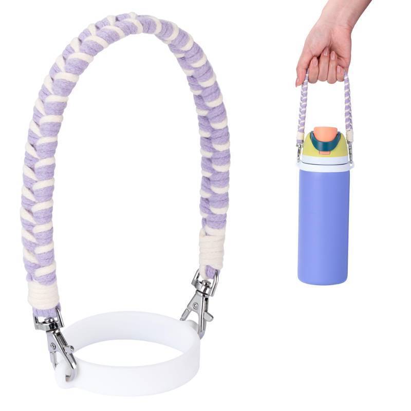 lot 28150 image: Soledea Water Bottle Handle Strap Compatible with Owala & Stanley Kids Cups, Hand-Woven Lanyards Silicone Water Bottle Sling, Carrier, Holder with Strap