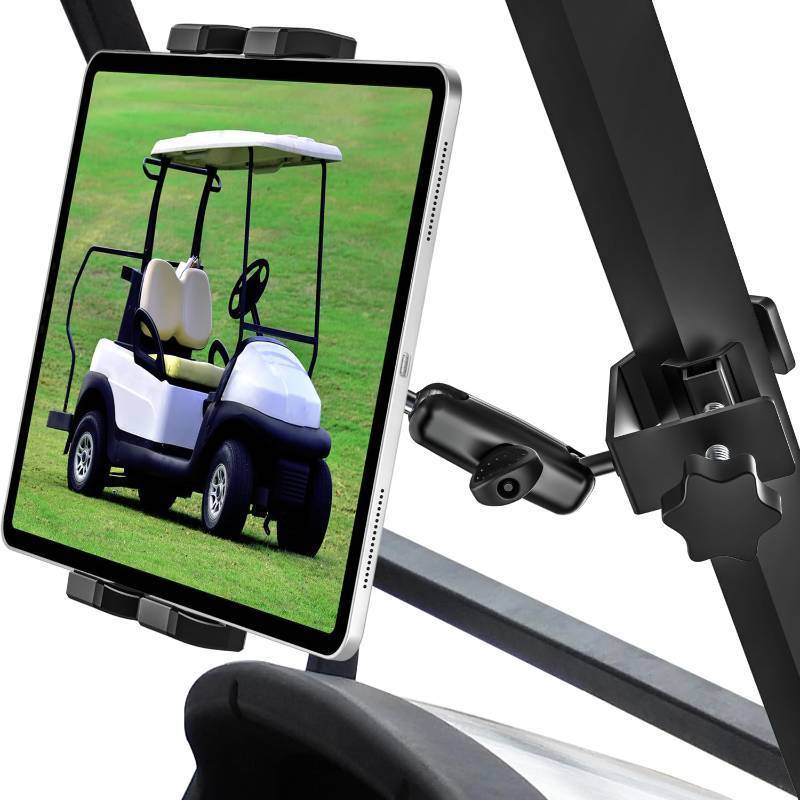 lot 47270 image: Woleyi Golf Cart Tablet Holder Mount, 360° Adjustable, Metal Wider Clamp Arm for ZGOClub CarYamahaOther Golf Carts, for 4.7-13 Device Like iPad Pro, Air, Mini, iPhone, Galaxy Tabs, Z Fold, Fire HD