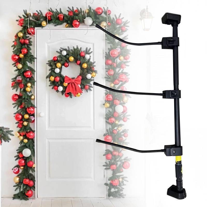 lot 25643 image: Christmas Garland Hanger for Front Door Frame,Garland Hanger for Front Door Frame Adjustable 30-39 Heavy-Duty Holder for Wreaths,Lights,Damage-Free No-Drill Design.