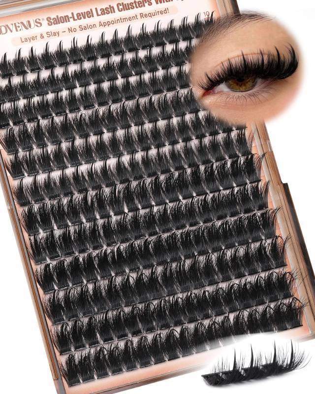lot 28350 image: Goddvenus Manga Lash Clusters With Spikes Wispy Cluster Eyelash Extensions Fluffy Anime Eyelashes Clusters Reusable Faux Mink Fairy Individual Lash Extension (D Curve 12-18mm 204 pieces)