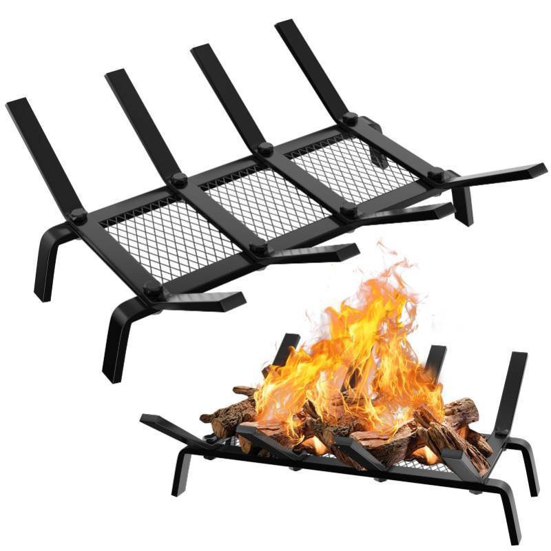 lot 63778 image: Cyrico Fireplace Grate, 17 Inch Fireplace Log Grate Holder with Ember Retainer, Cast Iron 12 Bar Fire Place for Fire Pit Indoor Chimney Hearth Wood Stove Outdoor Rack Camping Accessories