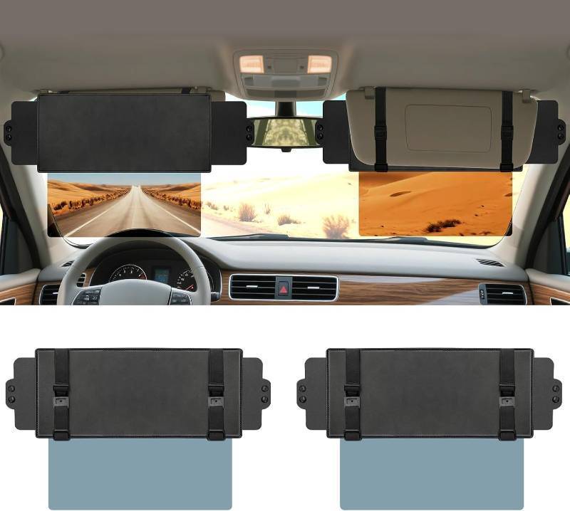 lot 47411 image: Sun Visor Extender for Car, Visor Extender Sun Blocker, Sun Visor Extension with Anti-Glare Lens Blocks UV & Sunlight, Adjustable Car Sun Visor for Safe Driving (2 Pack)