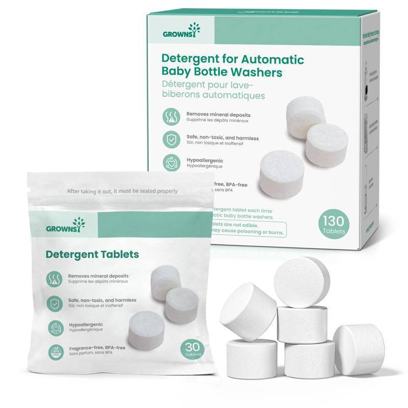 lot 24451 image: GROWNSY Detergent Washing Tablets 130 PCS for Momcozy, Baby Brezza Bottle Washer, Compatible with All Brands Baby Bottle Washers