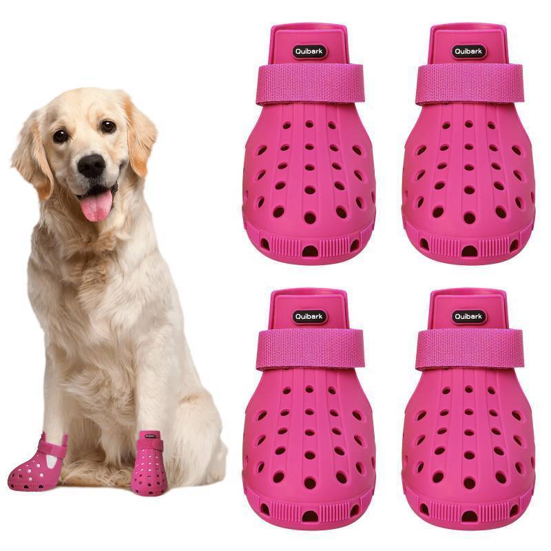 lot 46925 image: Dog Shoes for Hot Pavement Non-Slip Waterproof Dog Shoes for Medium Dogs Large Size Dogs Easy ON & Off Adjustable Easy-Clean for Beach Outdoor (Rose Pink, Size L (2.95x2.2-2.55)(LW))