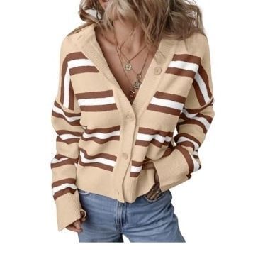 lot 52983 image: Striped Knit Cardigan Sweater-L