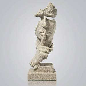 lot 26086 image: fazhongfa Thinker Statue - Silence is Gold Modern Decor Creative Abstract Art Figurine Resin Sculptures Decoration Room Home Study Office for Men Desktop Ornament (Sandstone) - Retail $28