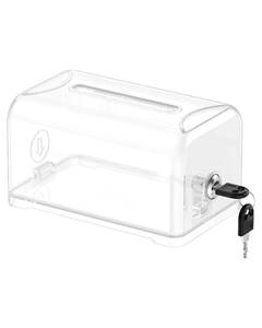 lot 26091 image: Uniclife Acrylic Donation Box for Fundraising, Clear Suggestion Box with Slot and Lock, Desktop Ballot Boxes Tip Jar, Plastic Storage Container for Voting Comment Collection, 7.3 x 4.5 x 3.9 ( Missing Key) - Retail $10