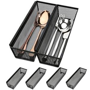 lot 26099 image: Smgmg Silverware Drawer Organizer, Silverware Organizer for Drawer, 6 Pack Utensil Organizer for Kitchen Drawers, Kitchen Drawer Organizer for Large Utensils with Interlocking Arm (9.6  3  2 inch) - Retail $17