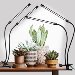 lot 26102 image: Black Grow Lights for Indoor Plants, 168 LEDs Clip Plant Lights, Full Spectrum LED Plant Growing Lamps with Flexible Gooseneck 481218H Timer, 3 Spectral Modes, 10 Dimmable Levels, 2Head x 2 Pack - Retail $23