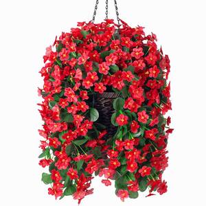 lot 26109 image: MJFloria Artificial Hanging Flowers with Baskets for Winter Christmas Decor, Fake Silk Red Hanging Daisy Orchid Flowers Plants, Faux Flower Centerpieces for Home Indoor Outdoor Garden Patio - Retail $30